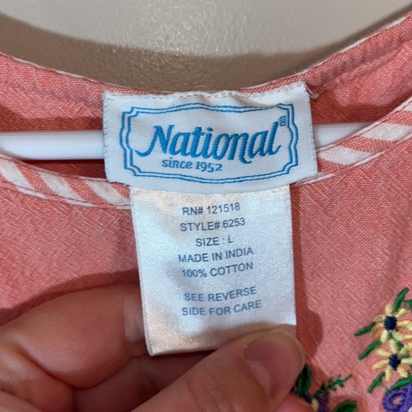 Vintage 80s Striped Flowerpot Smock Dress - Picture 4 of 5